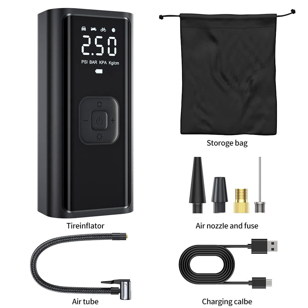 YIJU 150psi Wireless Portable Tire Inflator for Cars & Bikes