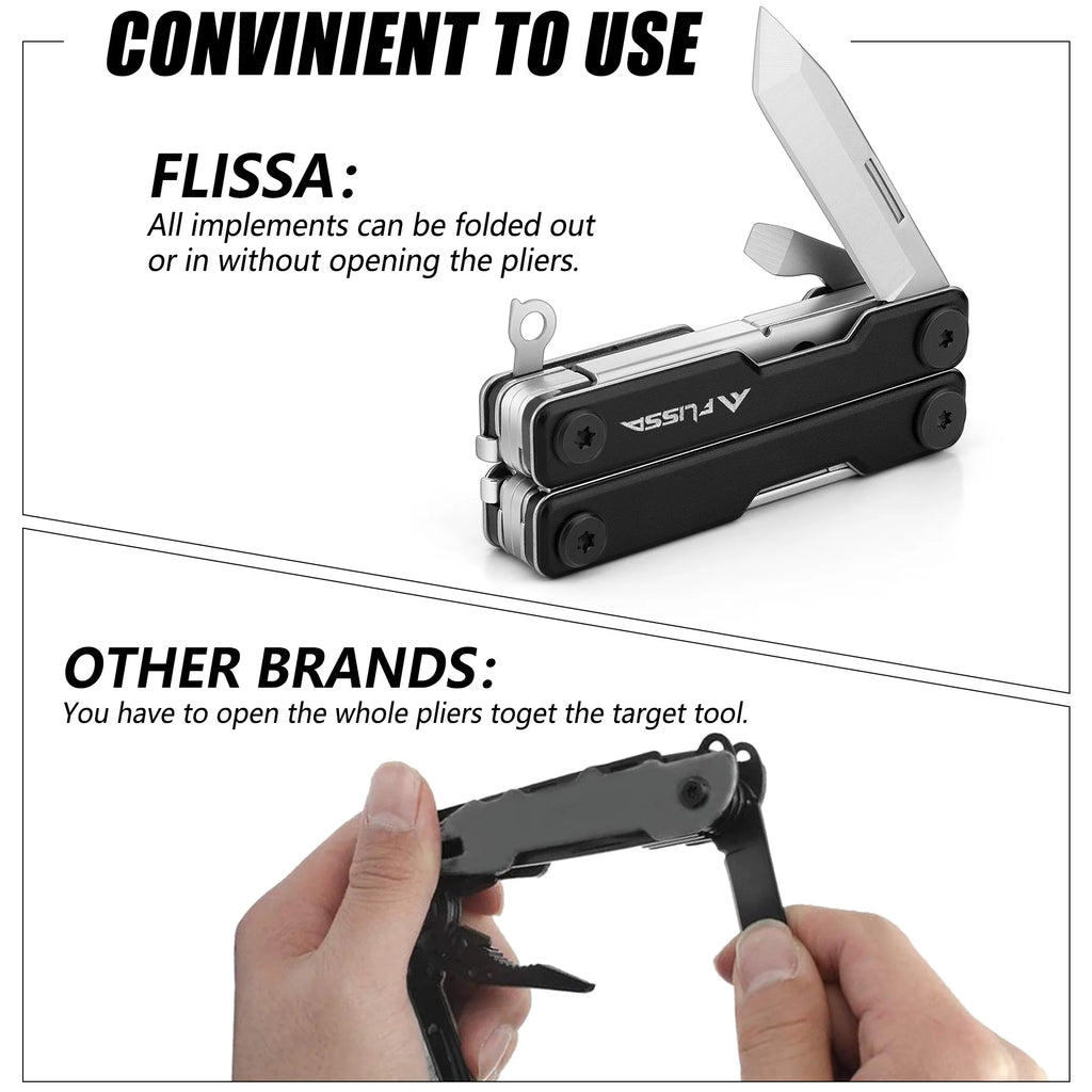 Vabena FLISSA 11-in-1 Multitool: Portable Folding Scissors & Knife for Outdoor Camping