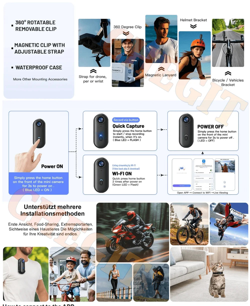 Vabena 4K FHD Action Camera | Ultra HD Adventure Cam for Sports & Motorcycle
