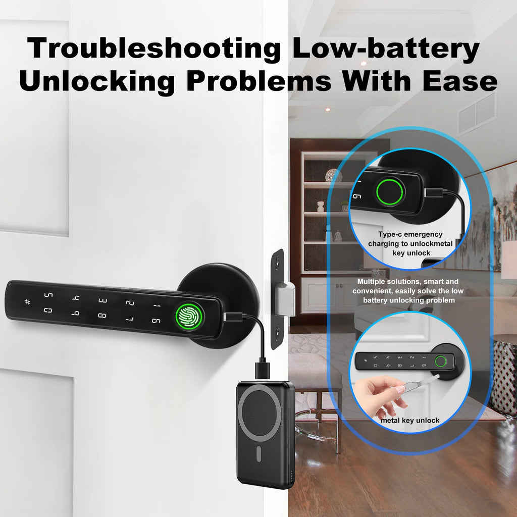 Vabena 4-in-1 Smart Door Lock - Biometric, App, Keypad, Key Entry