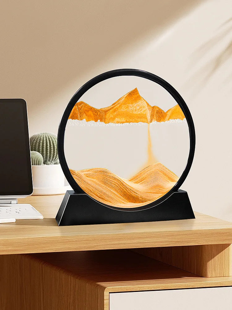 3D Moving Sand Art Deep Sea Sandscape | Round Glass Desk Decor & Gift