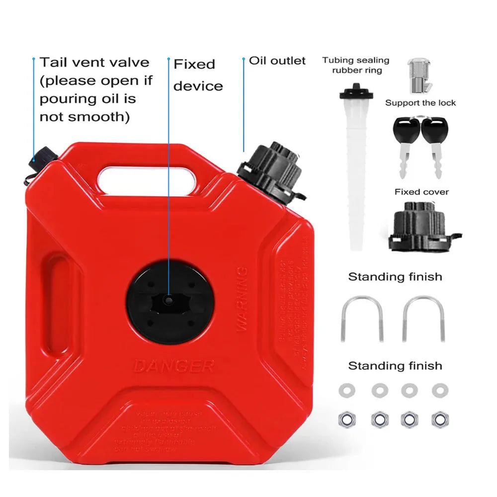 Motorcycle Fuel Tank 3/5L Child Lock Anti-static Jerry Can