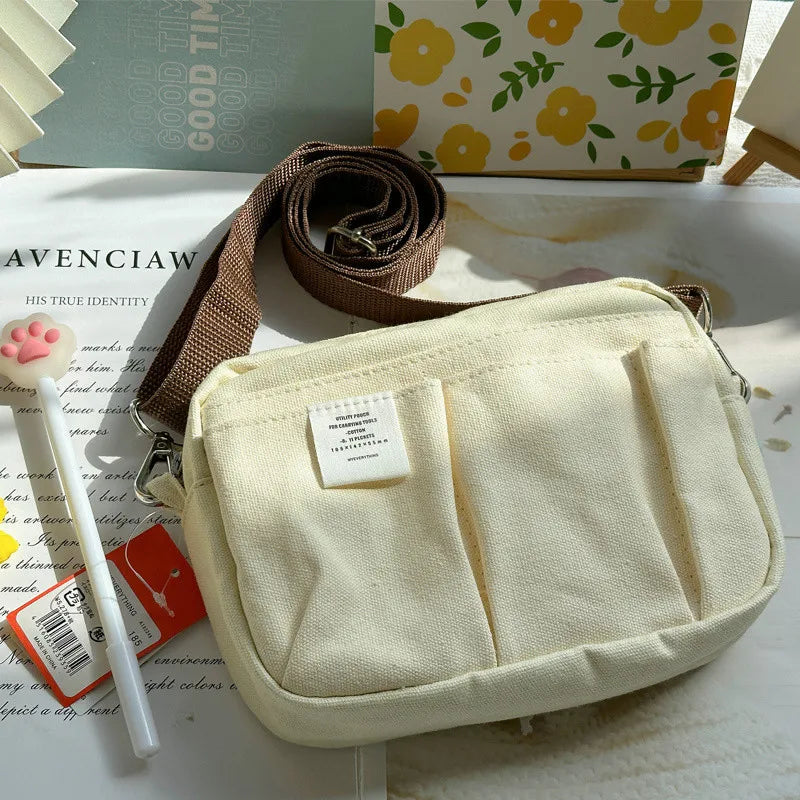 Large Capacity Canvas Pencil Case - Multi-Layer Storage for High School Students