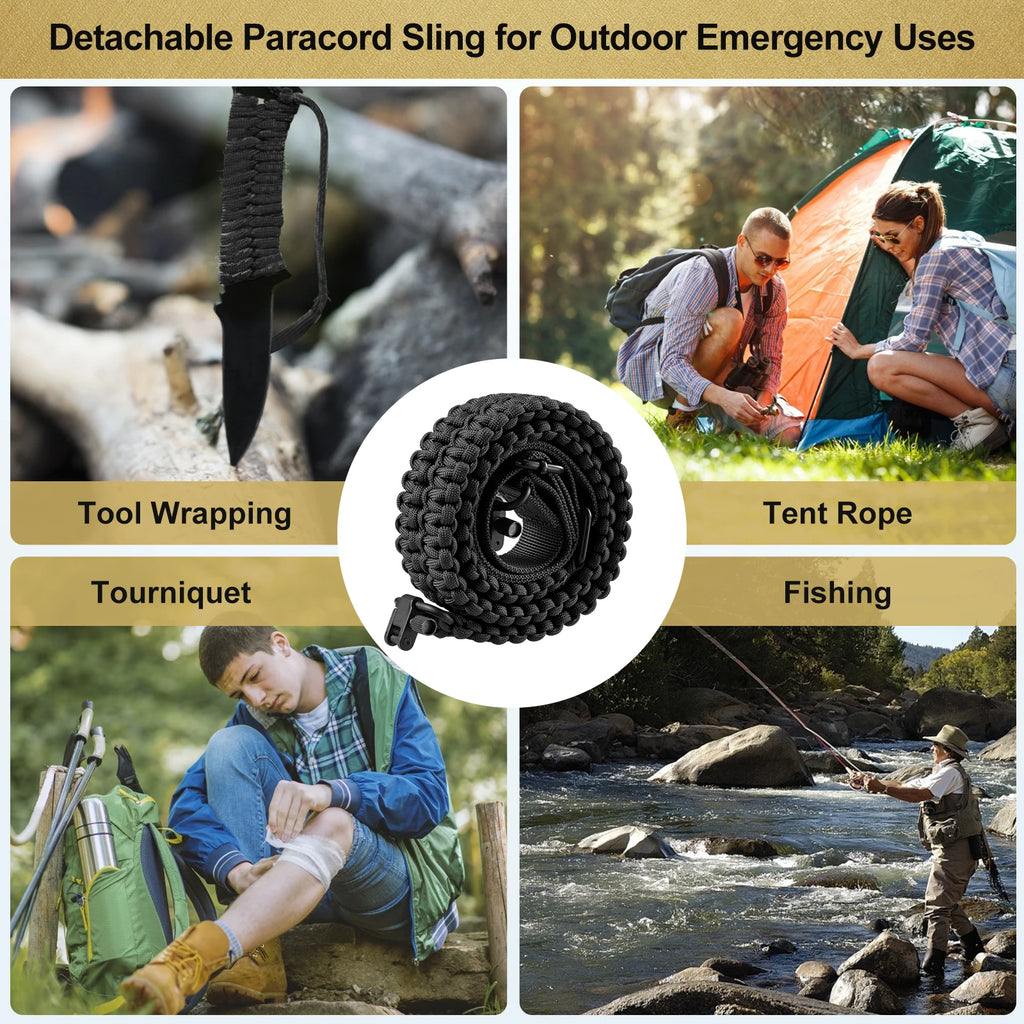 Two-Point Paracord Sling with Swivel - Non-Slip & Adjustable Gear Carrier