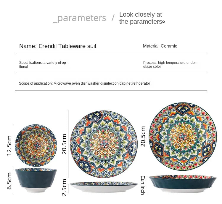 Bohemia Retro Ceramic Tableware Set for 4 | Elegant Dining