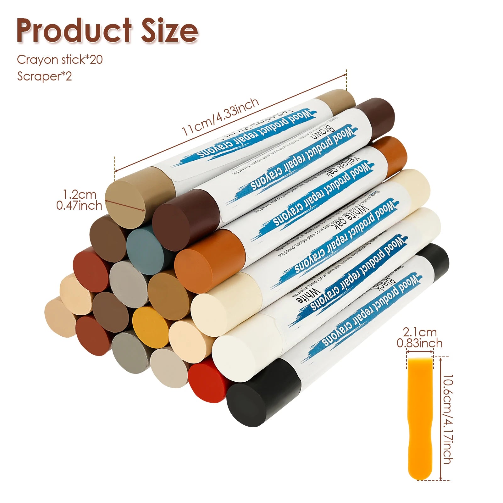 Vabena 20-Color Wood & Laminate Repair Filler Sticks