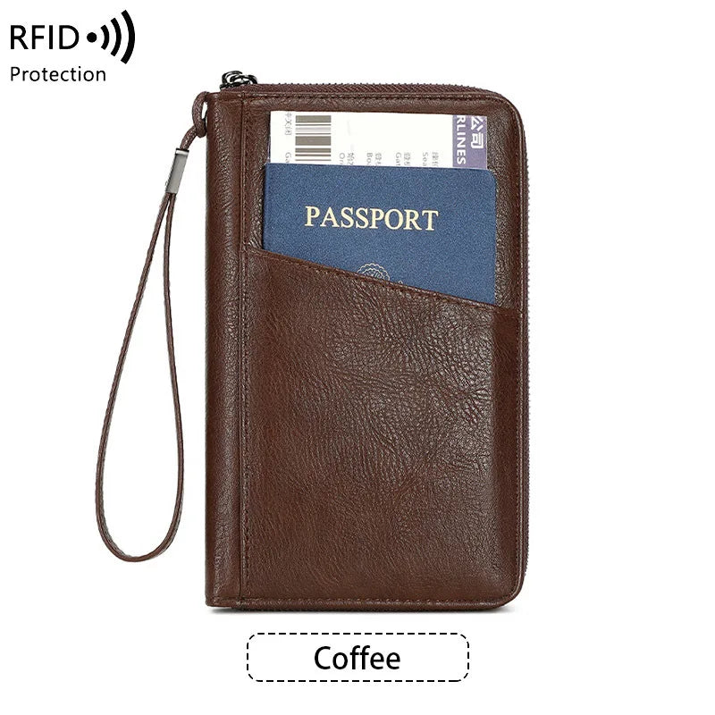 Travel Passport Wallet - RFID Anti-Theft PU Leather Organizer for Men & Women