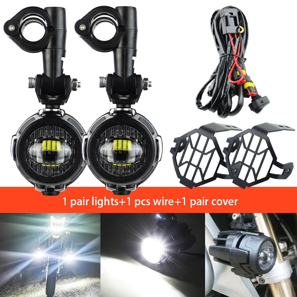 High-Performance Auxiliary LED Fog Lights for BMW R1200GS F800GS K1600 & Universal Motorcycles | 40W 6000K