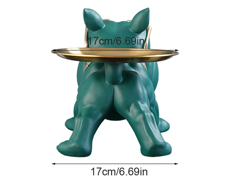Bulldog Figurine Storage Box - 30cm Resin Dog Statue Home Decor