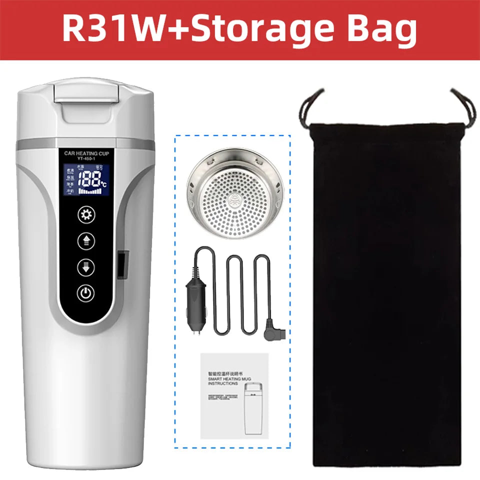 Portable Smart Car Kettle & Heating Mug - 12V/24V Touch Screen Thermal Cup