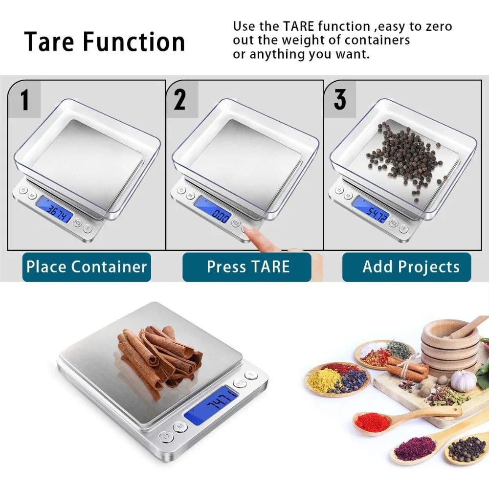 Vabena Digital Kitchen Scale 3000g/0.1g - Food & Jewelry Gram Scale with Tare