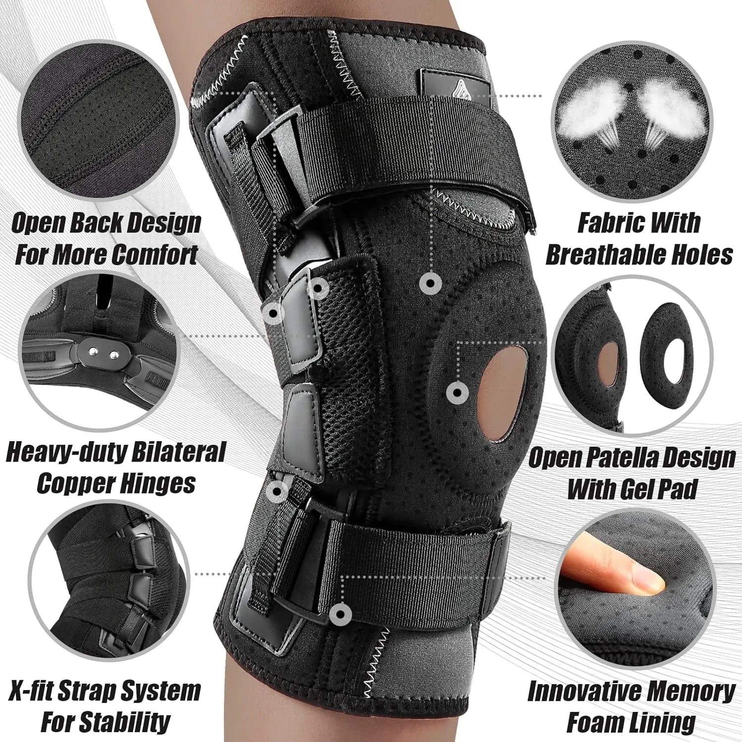 NEENCA Hinged Knee Brace for Pain Relief, Arthritis, Meniscus, ACL Support