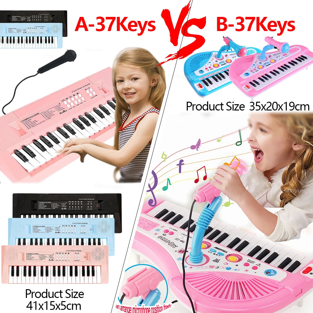 37 Keys Kids Electronic Piano Keyboard with Microphone | Educational Musical Toy