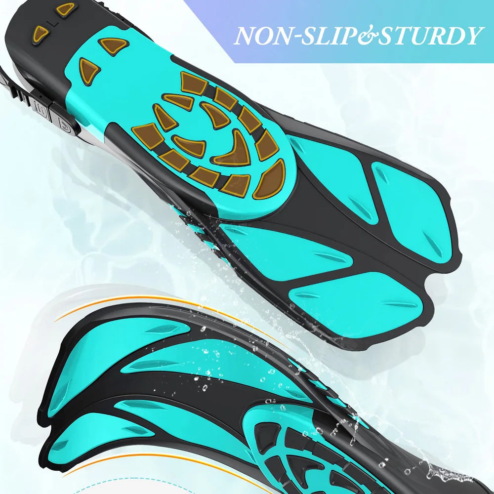 Snorkel Fins Adjustable Open Heel Travel Size Silicone Flippers