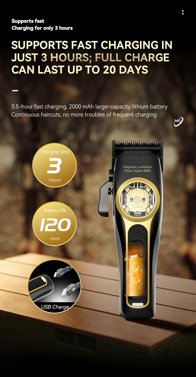 Kemei Professional Cordless Hair Clippers & Trimmer Electric