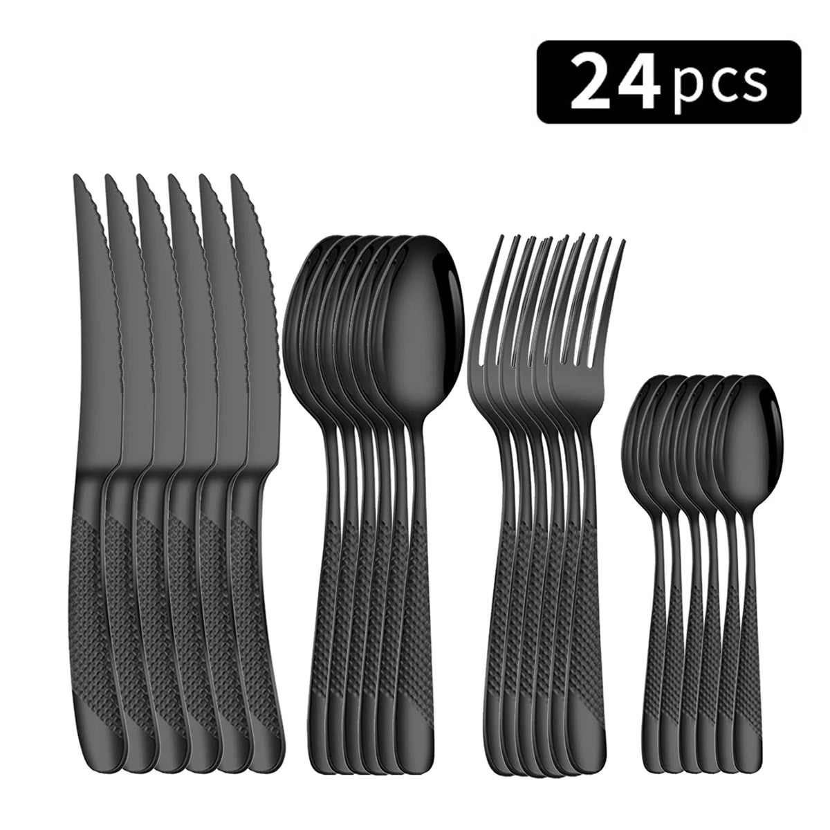Vabena 24pc Star Stainless Steel Cutlery Set | Elegant Dining Silverware
