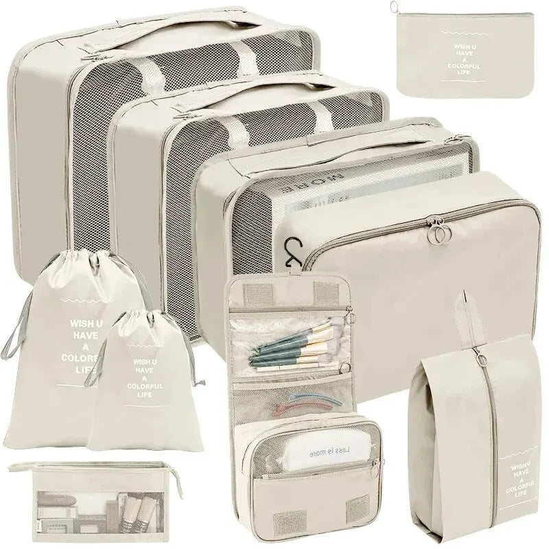 7/10 Pcs Travel Organizer Set - Packing Cubes & Storage Bags for Suitcases