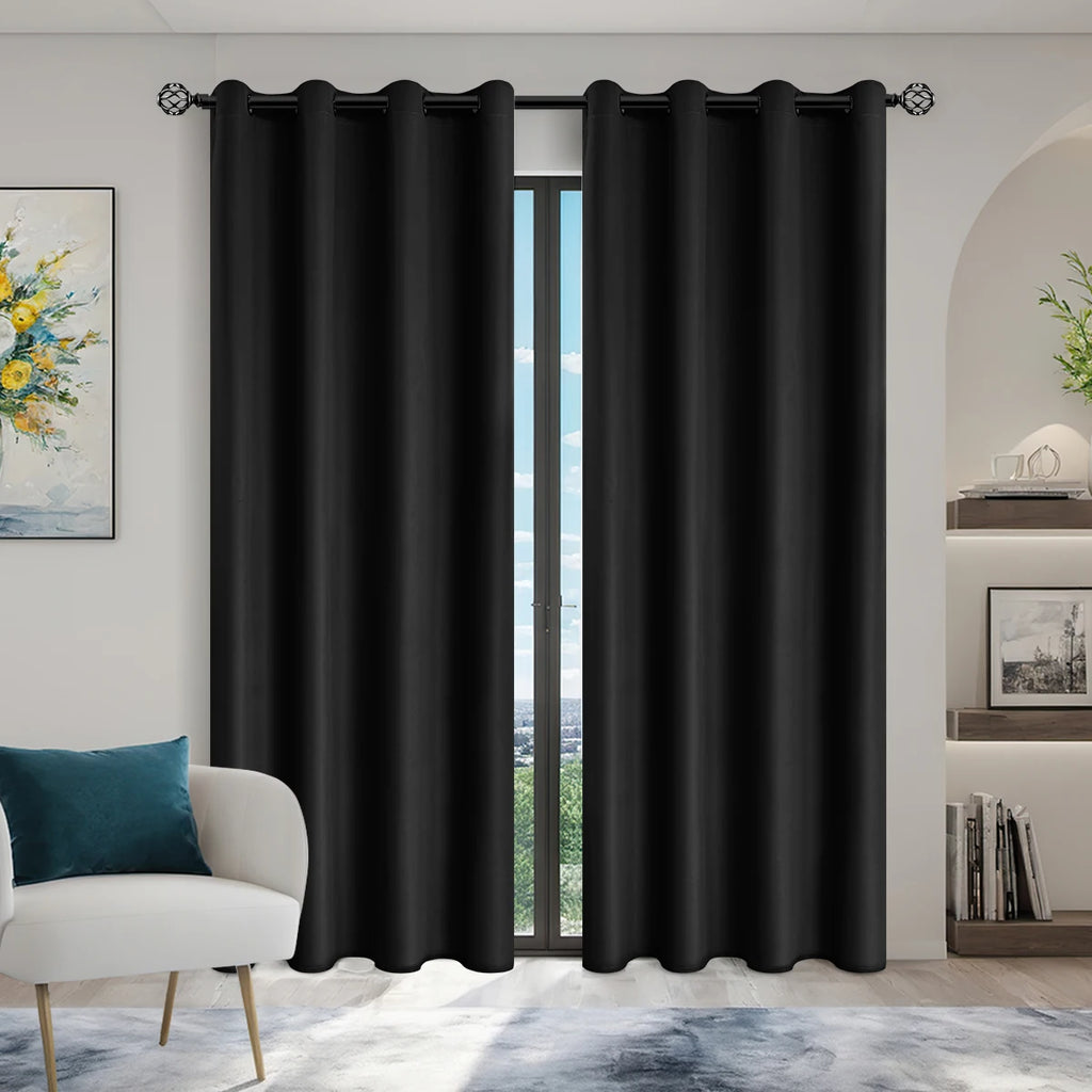 100% Blackout Curtains for Bedroom & Living Room - Full Shading & Sun Protection