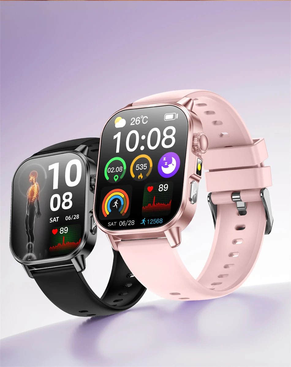 Vabena Men's ECG Smartwatch: Accurate Health Diagnosis with Blood Pressure, Oxygen, Fat, Uric Acid & Temp Monitoring