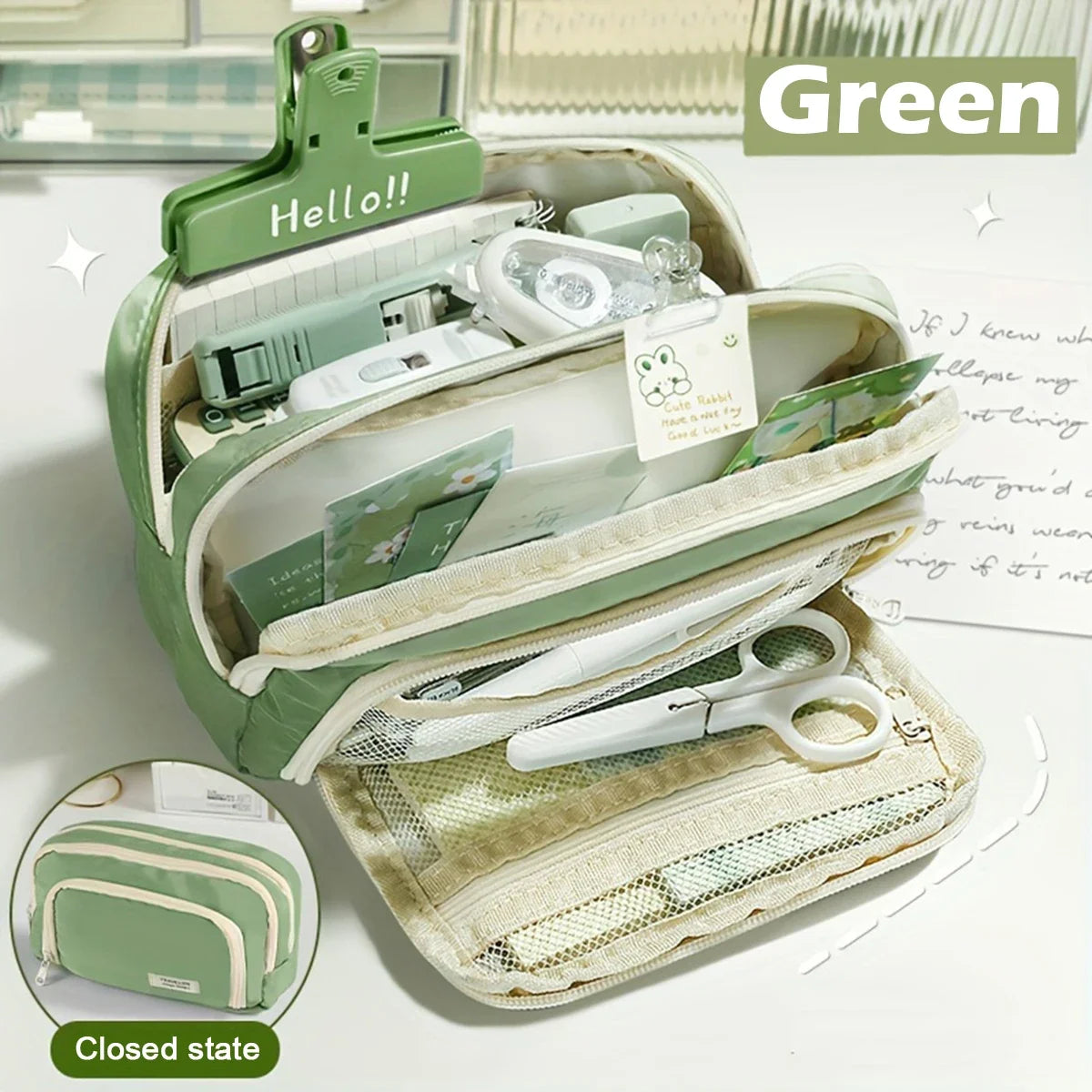 Cute Multi-Layer Pencil Case Pouch - Large Capacity Stationery Bag