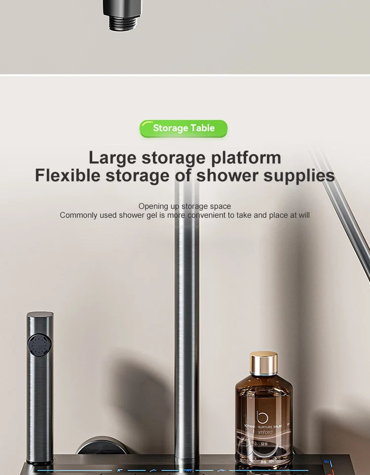 Vabena Grey Piano Button Digital Display Rain Shower System with Ambient Light