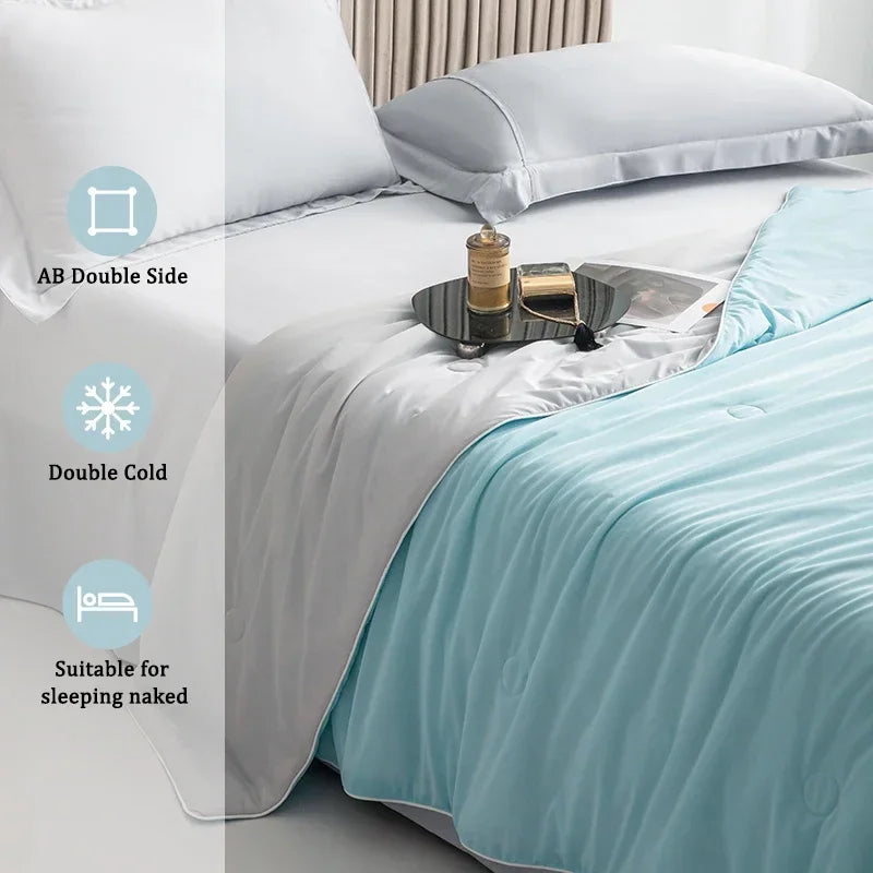 Ice Silk Cooling Comforter for Summer - Lightweight & Smooth Cold Quilt