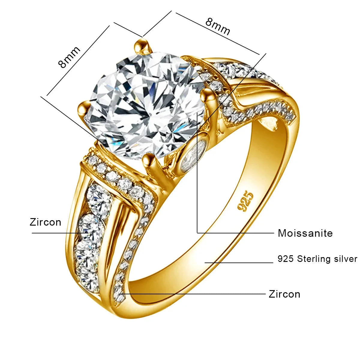 Certified 2ct D VVS1 Moissanite Ring - Sterling Silver Elegance