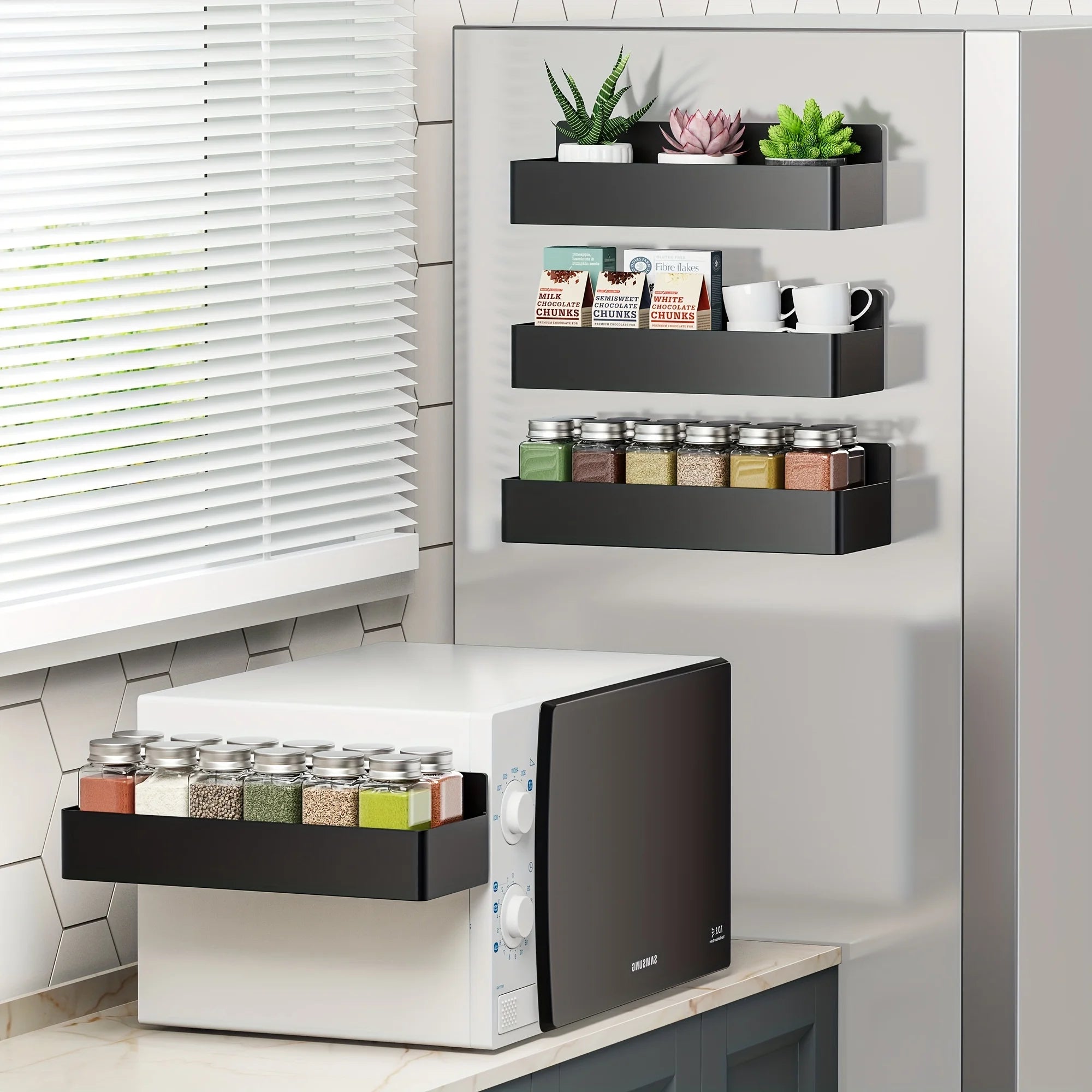 Magnetic Storage Rack - No-Drill Wall Shelf for Kitchen & Bath