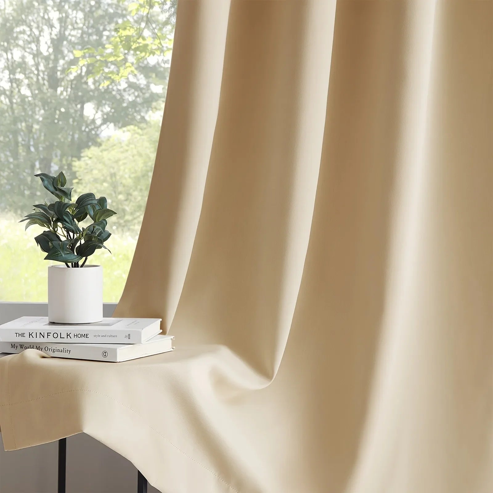 Modern 100% Blackout Curtains - 2 Pcs Set for Bedroom, Living Room & Kitchen