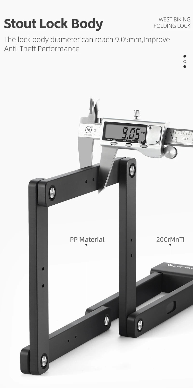 WEST BIKING Foldable Bike & Motorcycle Lock - Key & Password Security