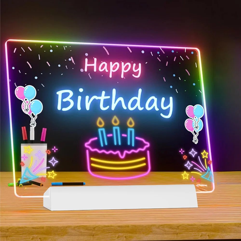 LED Note Board & Night Light | RGB Erasable Drawing Board for Kids