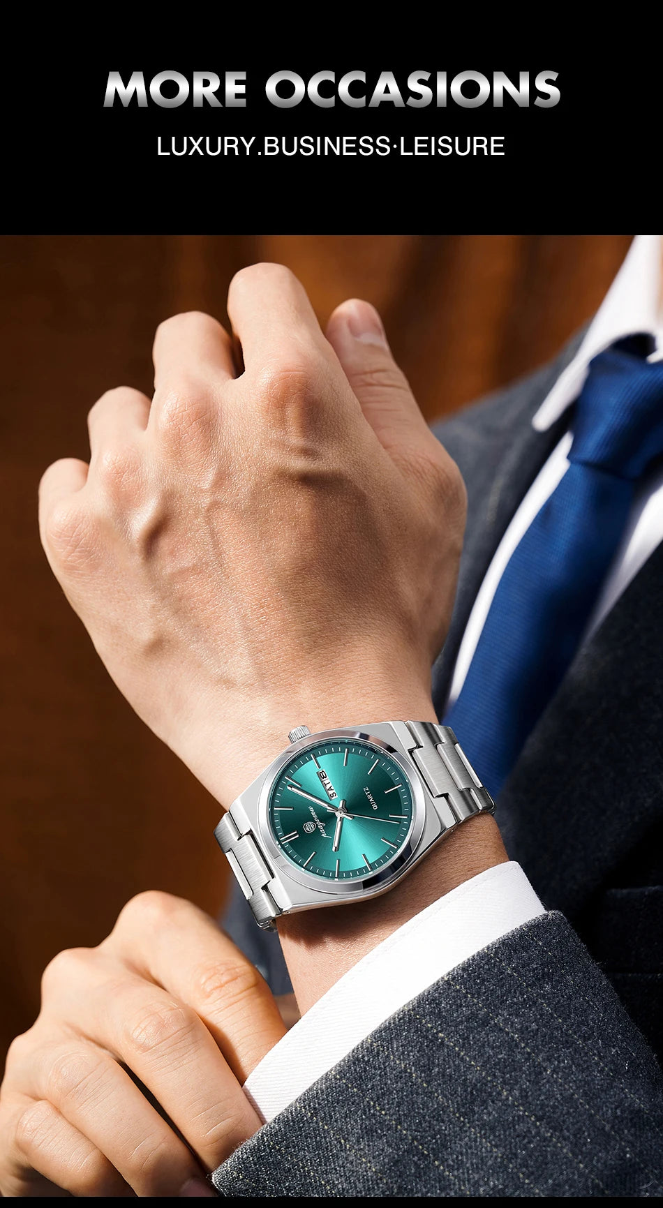 PAAZOMU Men's Chronograph Watch - Waterproof Stainless Steel Luminous Quartz