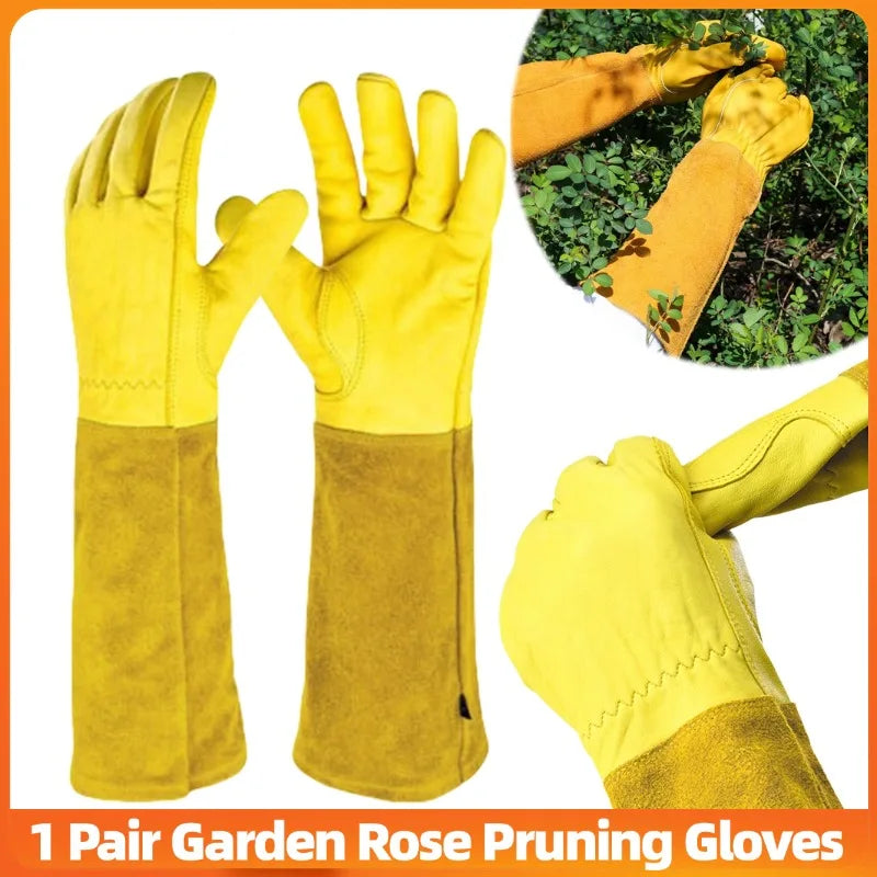 Long Thorn Proof Garden Gloves for Rose Pruning - Elbow Protection for Women & Men