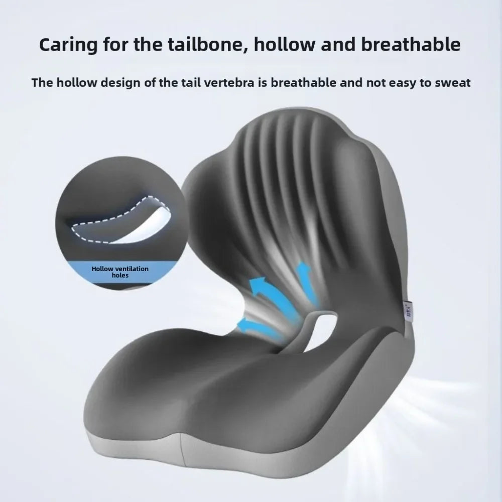 Ergonomic Memory Foam Seat Cushion with Lumbar Support | Office & Car Back Pain Relief