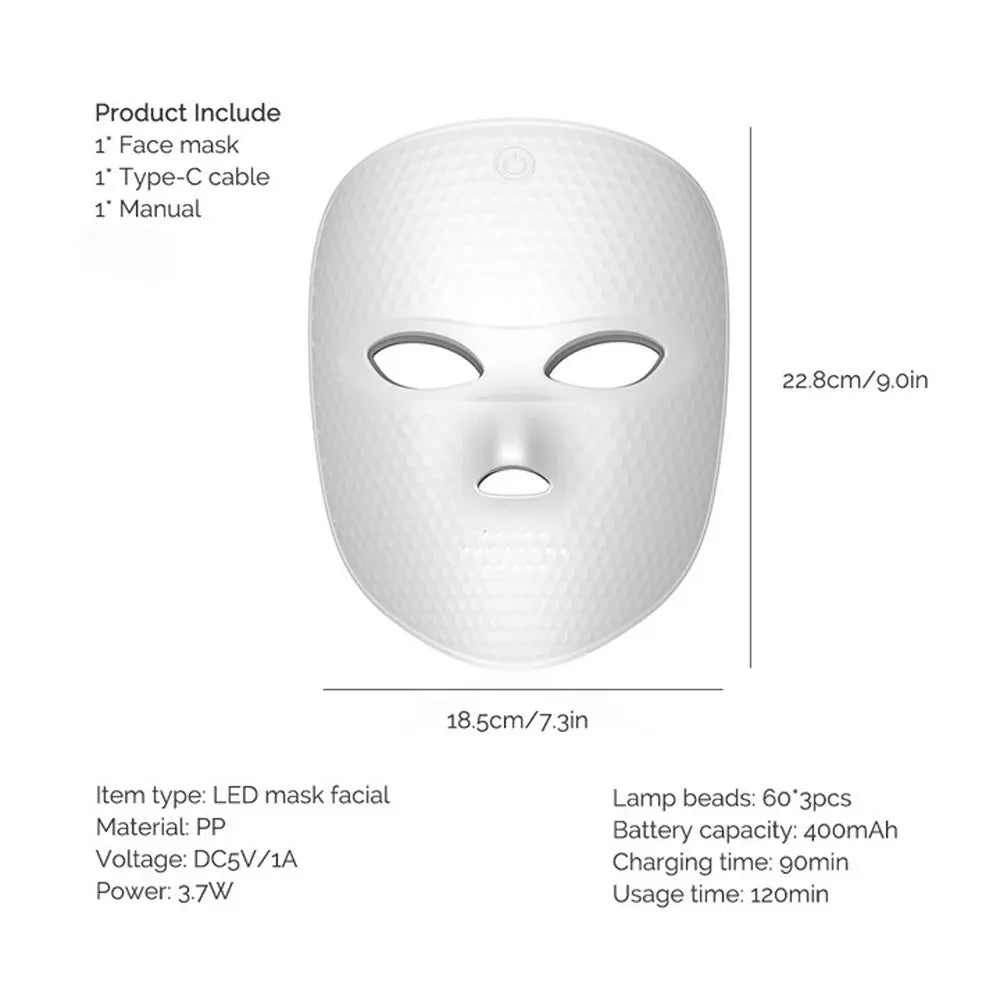 Vabena Wireless LED Mask: 7-Color Photon Therapy for Youthful Skin