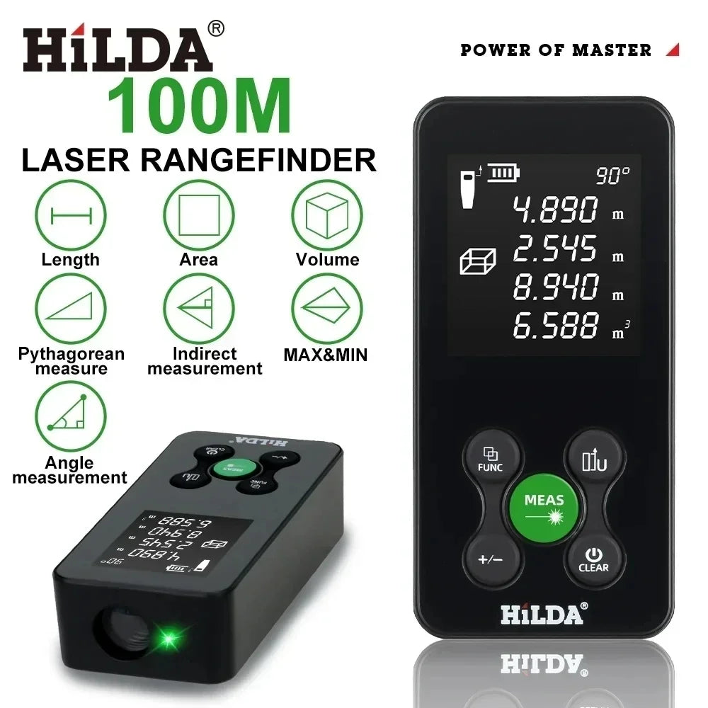 HILDA Laser Rangefinder | Digital Red/Green Light Distance Meter 50M-120M