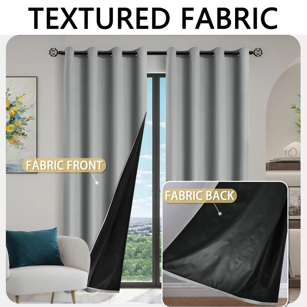 100% Blackout Curtains for Bedroom & Living Room - Full Shading & Sun Protection