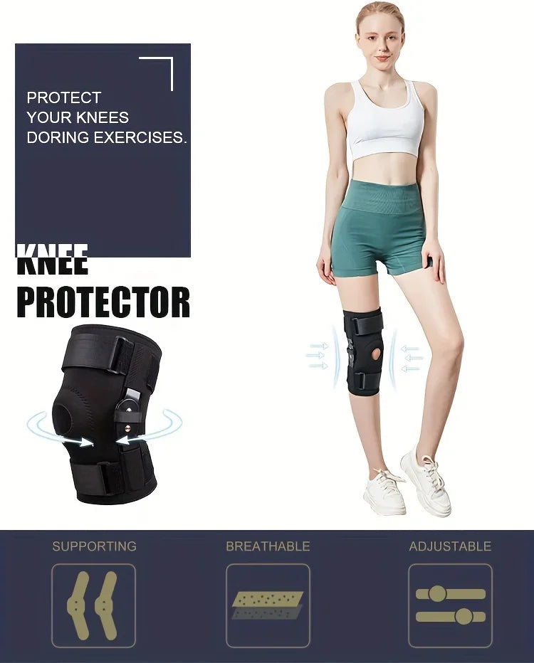 Adjustable Knee Brace with Side Stabilizers & Gel Pads for Joint Support