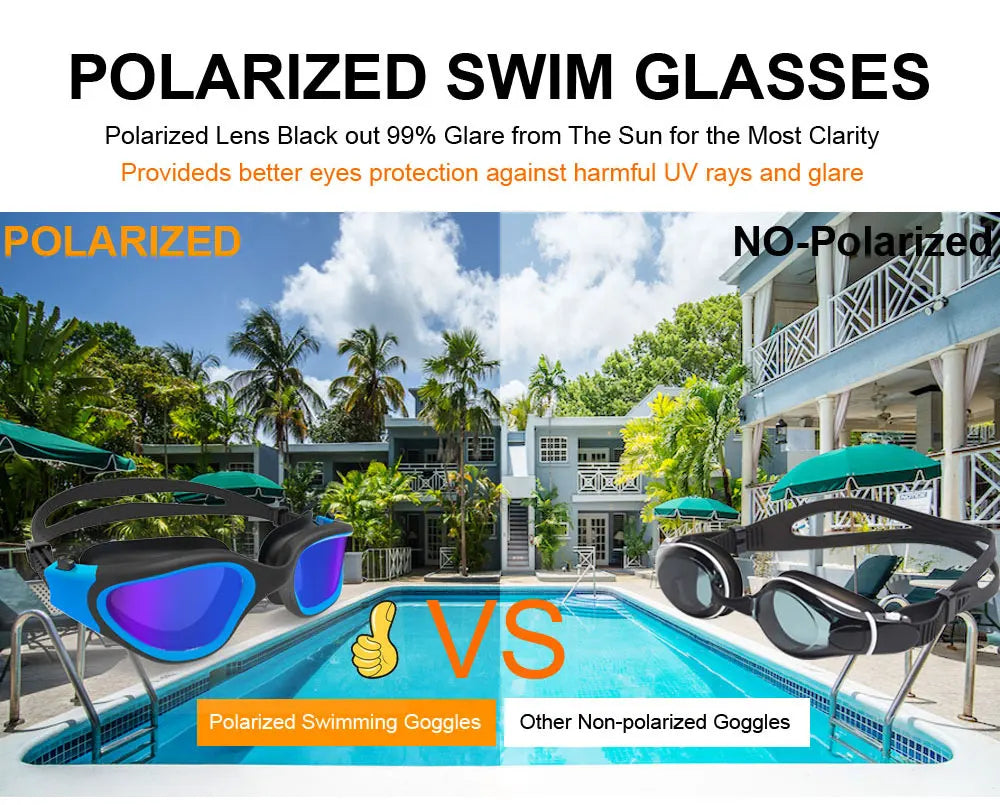 Polarized Swimming Goggles for Adults - Anti-Fog & UV Protection