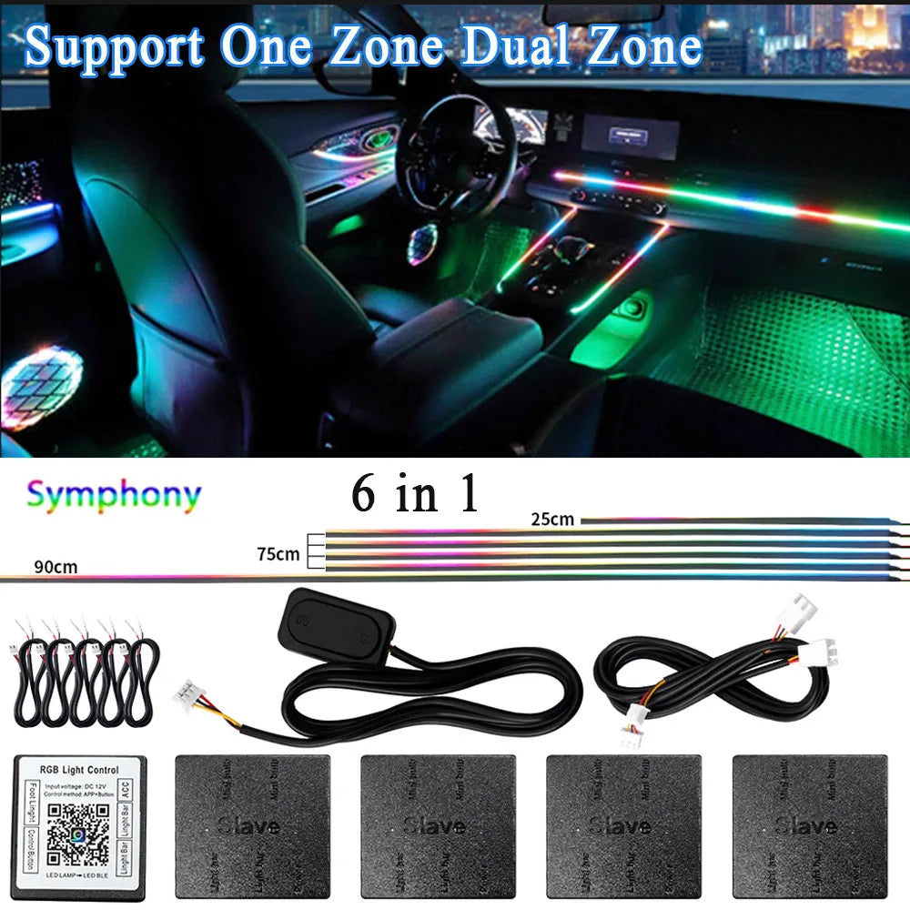 RGB LED Car Ambient Light Kit - APP Control Streamer Atmosphere Lamp