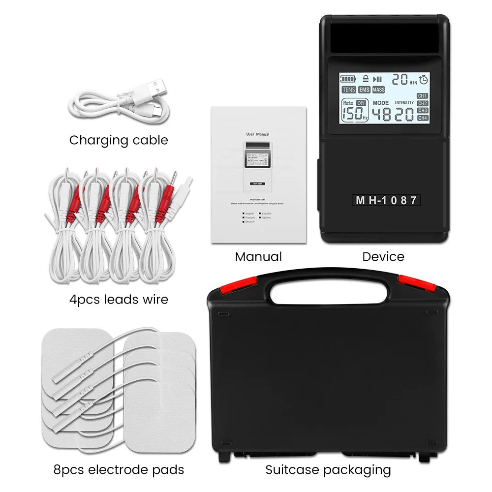 Digital TENS Unit: 4-Channel Rechargeable Muscle Stimulator for Pain Relief