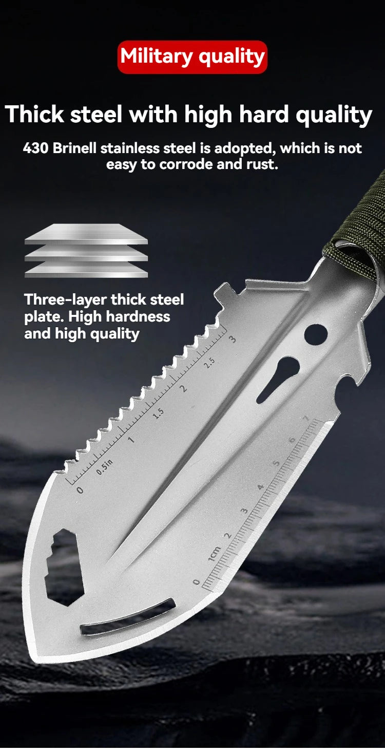 Vabena Camping Engineer Survival Shovel - Multifunctional Stainless Steel Hand Tool