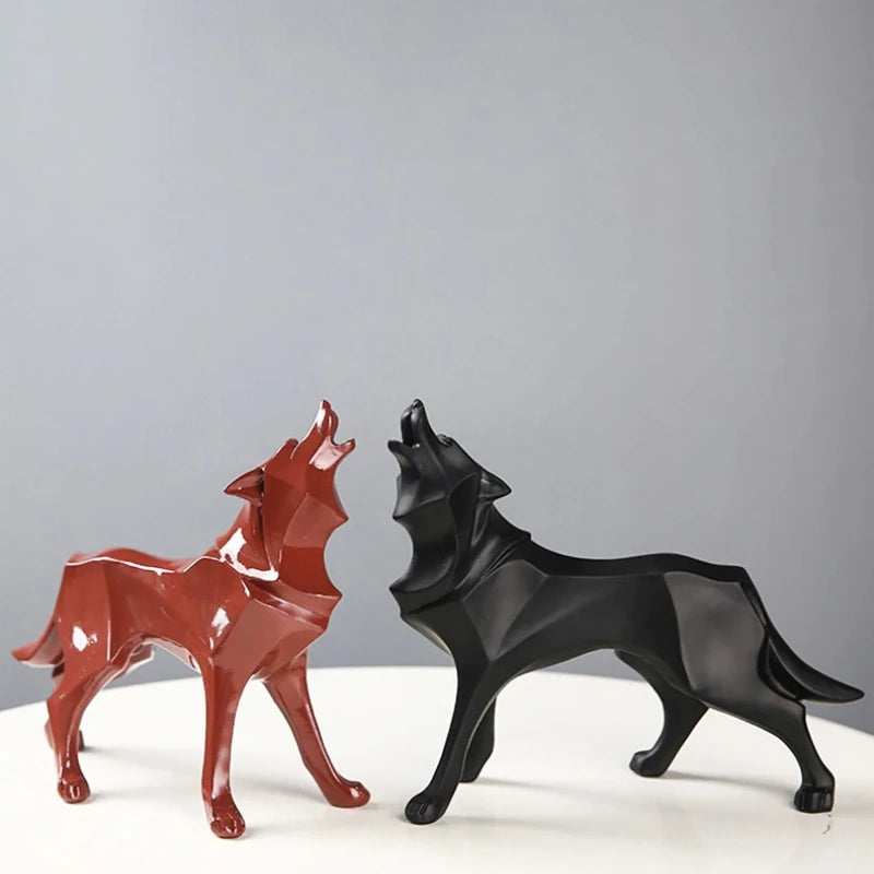 Modern Geometric Wolf Figurine - Abstract Interior Decor Statue