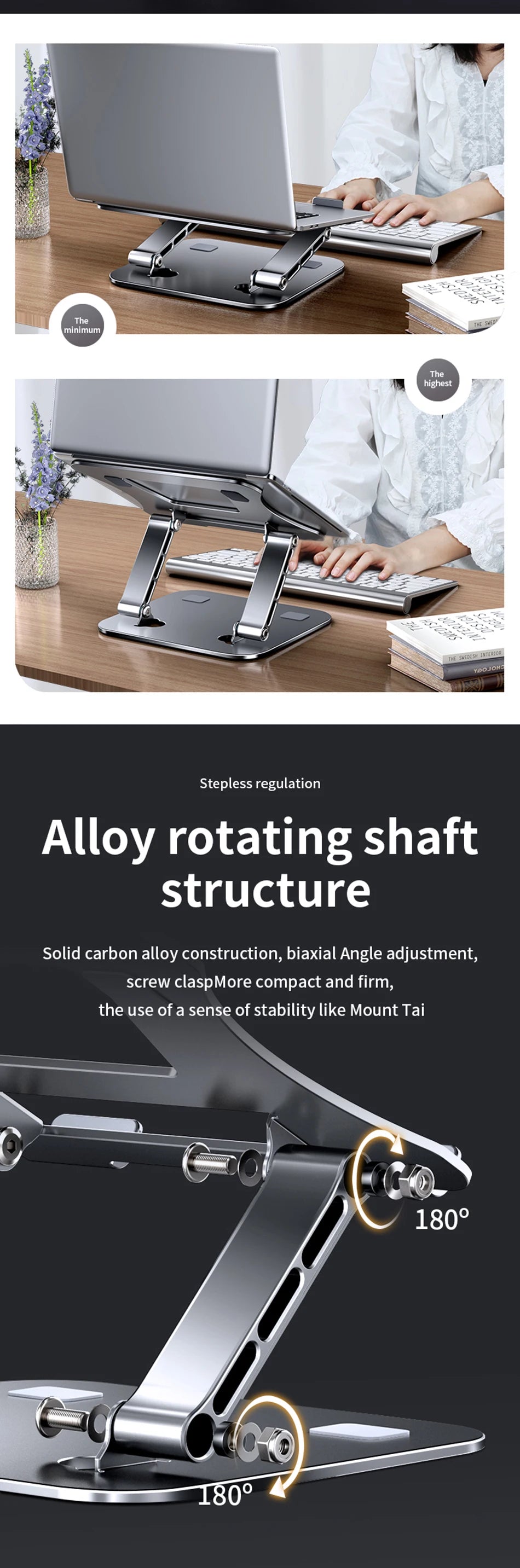 YYLMONE Adjustable Aluminum Stand for Phone, Tablet & Laptop