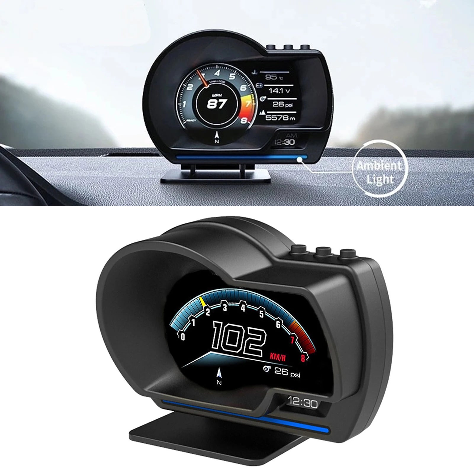 Car HUD Speedometer OBD2+GPS | Smart Gauge Display