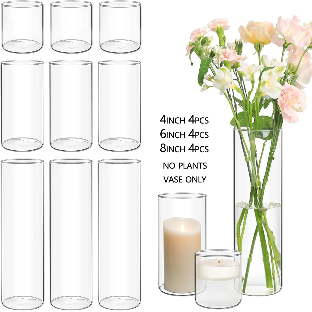 Tall Glass Cylinder Vase | Elegant Hurricane Candle Holder | Modern Home Decor