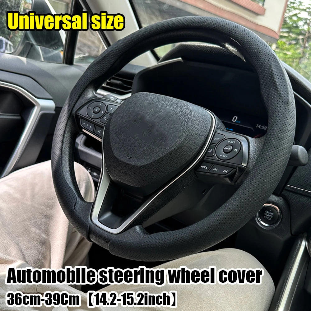 Universal Non-slip Leather Steering Wheel Cover 36-38cm