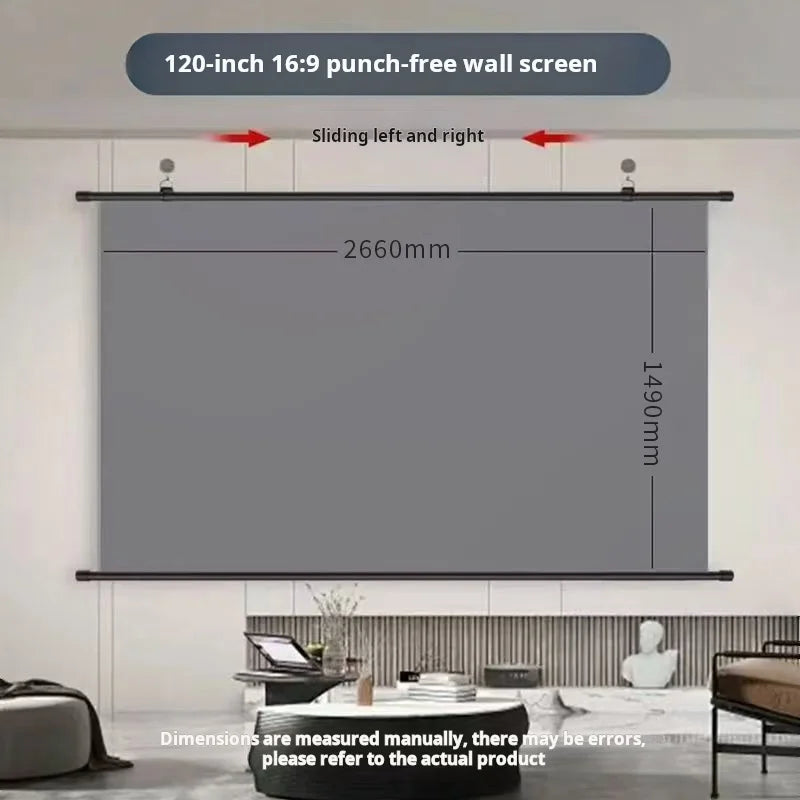 XIAOHUI Anti-light HD Projector Screen 16:9 - No-hole Wall Mount - Home Theater (60-133in)