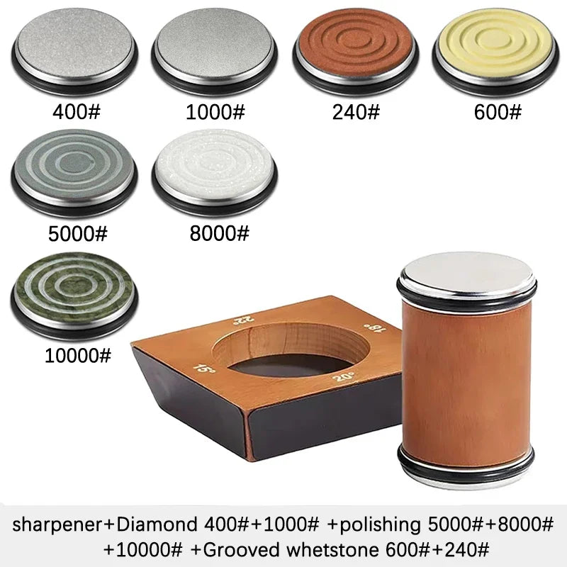 Vabena Wooden 4-Angle Rolling Knife Sharpener Kit with Diamond Stones