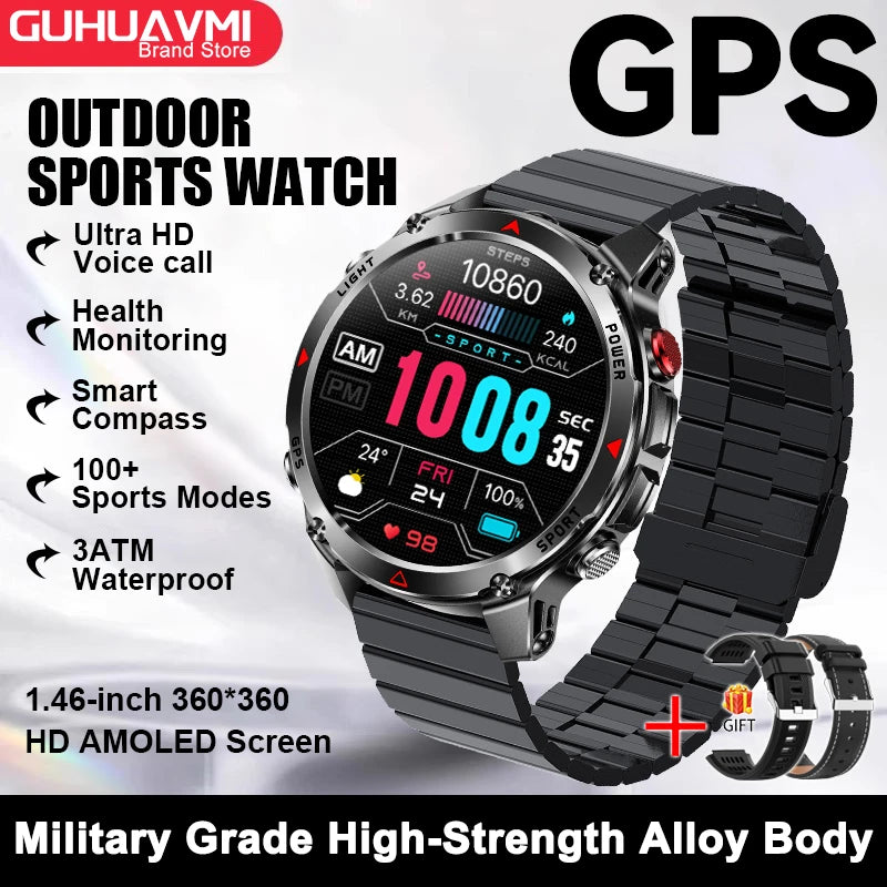 Vabena 2025 GPS Map Smartwatch | Navigation & Fitness for Men & Women